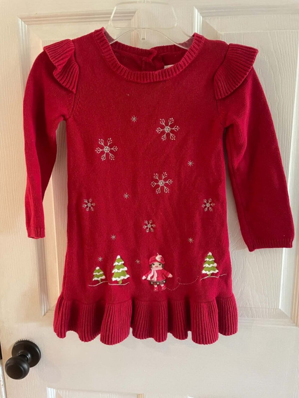 Vintage Gymboree Girl's Christmas Winter Red Knit Dress 5T EUC